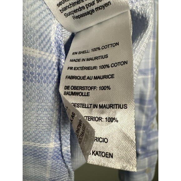 UNTUCKit Shirt Mens Medium Blue Button Up Plaid Textured Pinord Long Sleeve - Picture 5 of 10